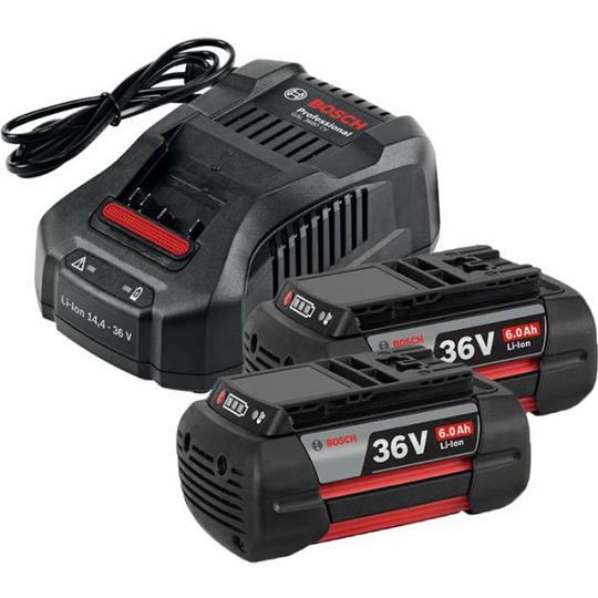 Bosch GAL 3680 CV + 2st 36V 6,0Ah Latauspaketti 2 kpl 36V:n 6,0 Ah:n litiumioniakkuja
