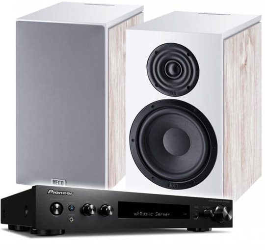 Pioneer SX30DAB + Heco Aurora 300 stereopaketti, valkoinen