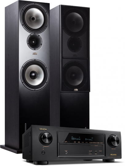 OR-28 Hi + Denon AVR-X1600H stereopaketti musta