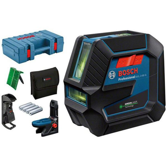 Bosch GCL 2-50/RM10 Yhdistelmälaser vihreä, laukulla ja paristoilla