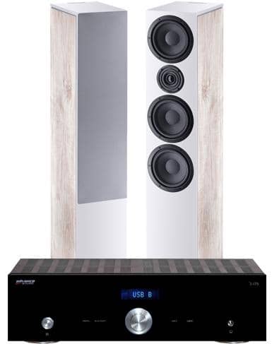 Heco Aurora 700 + Advance Acoustics X-i75 stereopaketti, valkoinen