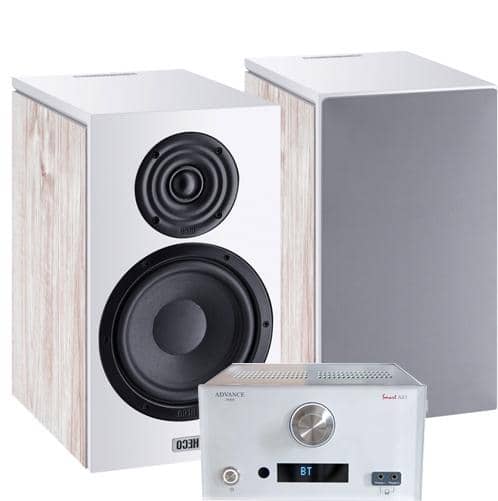 Heco Aurora 300 + Advance Acoustics AX-1 stereopaketti, valkoinen