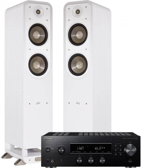 Polk Audio S55 valkoinen + Pioneer SX-N30AE stereopaketti
