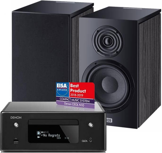 Denon CEOL + Heco stereopaketti, musta