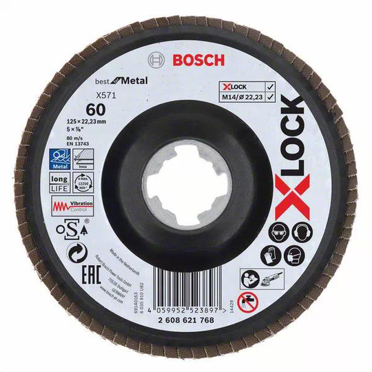Bosch Best for Metal Lamellihiomalaikka x-LOCK X571, kulmassa 125 mm, G 60