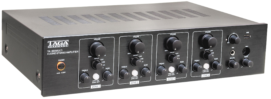 Taga Harmony TA-600 Multi 4-Zone stereovahvistin, musta