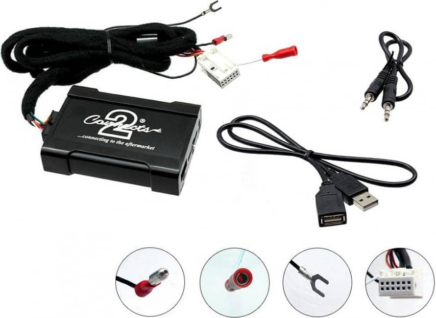 Volkswagen autokohtainen USB AUX 3.5mm adapteri