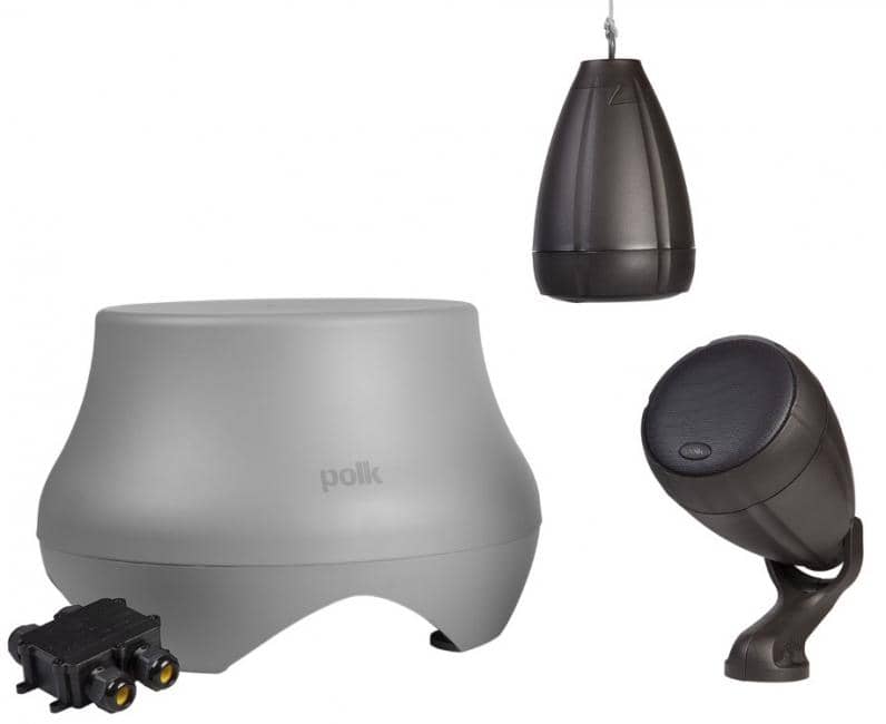 Polk Audio Atrium 2.1 ulkokaiutinsarja, harmaa/ruskea