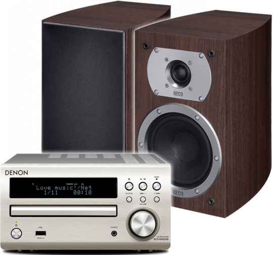 Denon M41 + Heco stereopaketti, espresso
