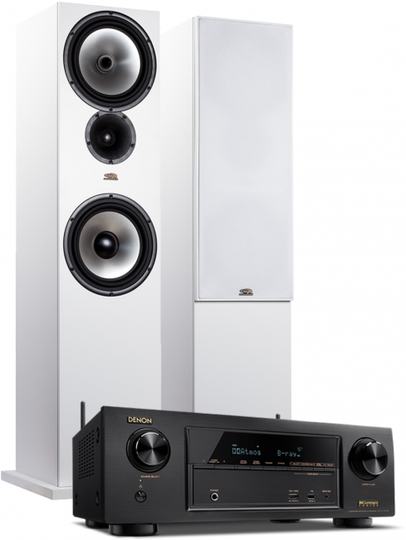 OR-28 Hi + Denon AVR-X1600H stereopaketti valkoinen